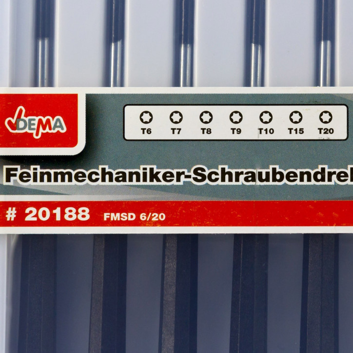 Skrutkovače na jemnú mechaniku torx T6-T20, 7-dielna sada