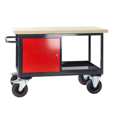 DEMA Pracovný stôl na kolesách so skrinkou a odkladacou plochou 42743, antracit/červená