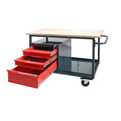 Dielenský pracovný stôl na kolieskach so zásuvkami EKO 2 24901, antracit/červená