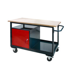 DEMA Dielenský pracovný stôl na kolieskach so skrinkou EKO 1 24900, antracit/červená