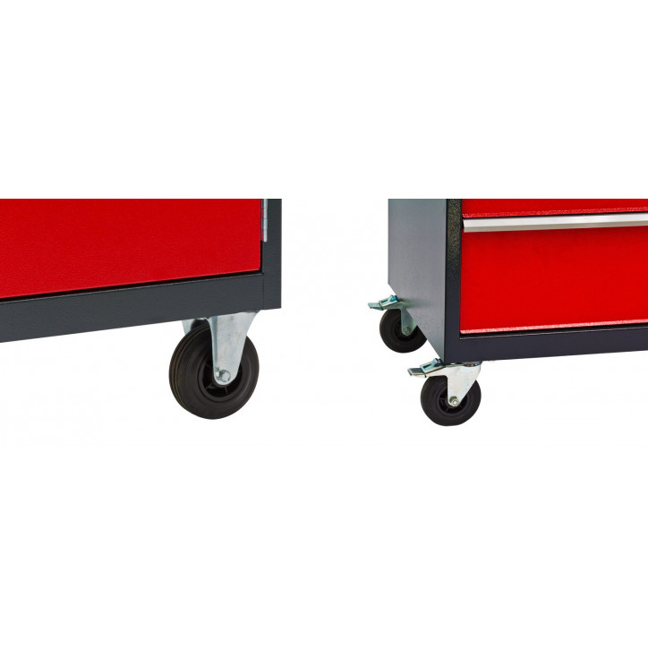 Pracovný stôl na kolesách so zásuvkami a uzamykateľnou skrinkou RAL 7016/3000