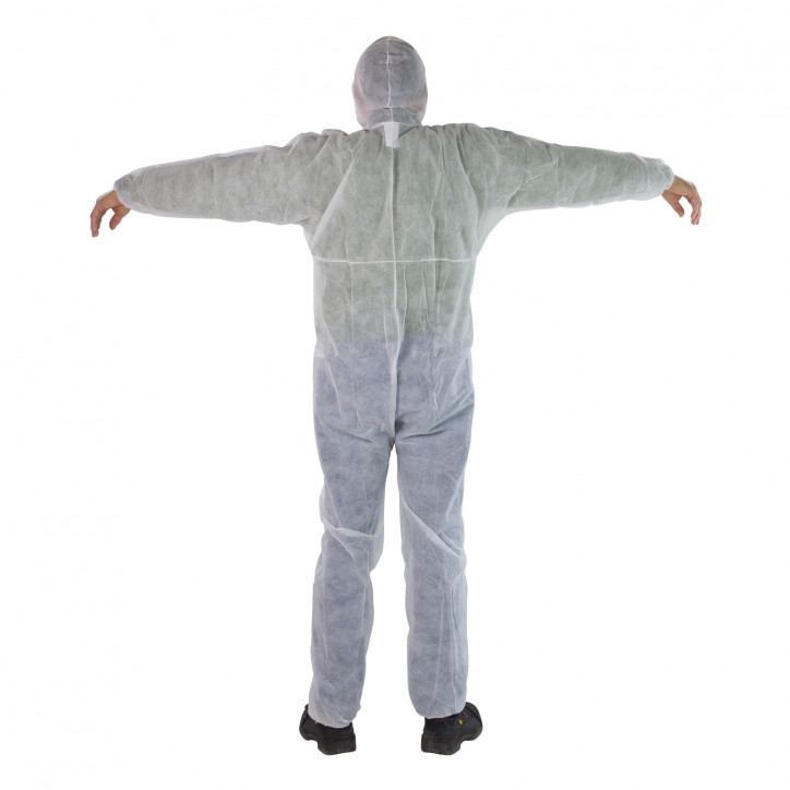 Jednorazový pracovný oblek biely 40 g/qm PP, veľkosť XXXL Jednorazový pracovný oblek biely 40 g/qm PP, veľkosť XXXL
