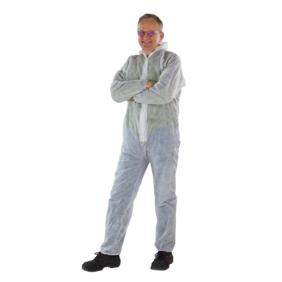 DEMA Jednodielny pracovný ochranný oblek biely 40 g/qm PP, veľkosť M