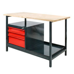 DEMA Dielenský pracovný stôl so zásuvkami EKO 3S 24903, antracit/červená