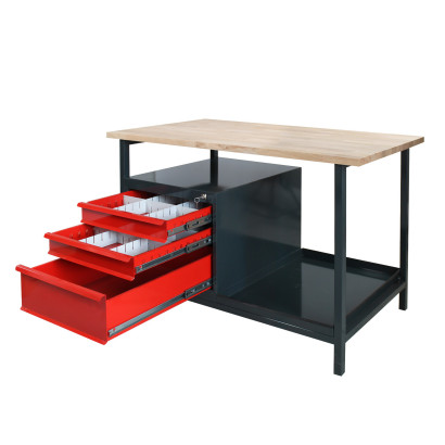 Dielenský pracovný stôl so zásuvkami EKO 3S 24903, antracit/červená