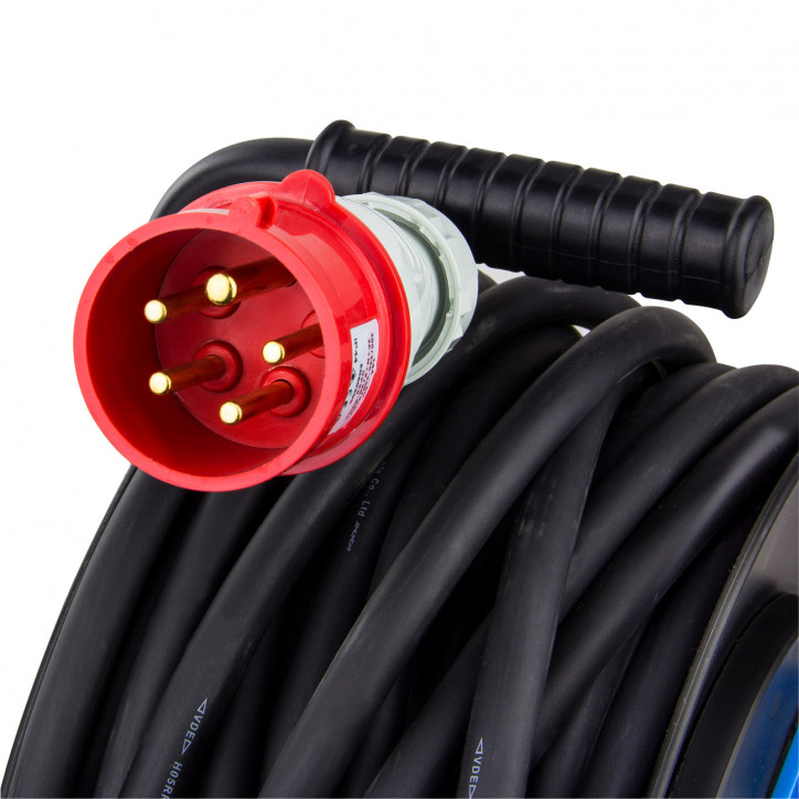 Predlžovací kábel na bubne 400 V + 230 V, 3 zásuvky IP44, 25 m KT 05/25