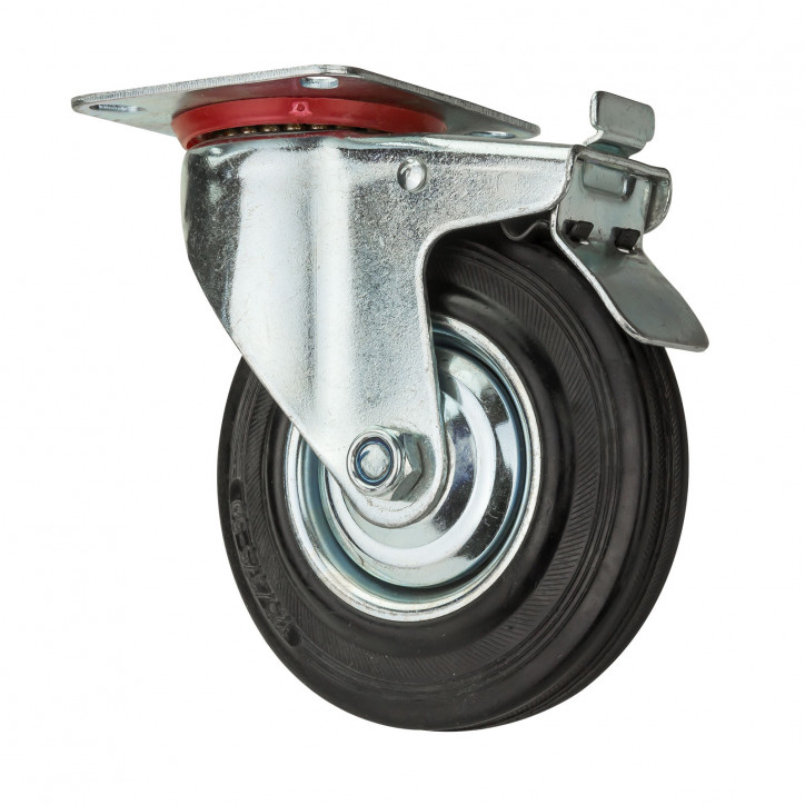 Gumové otočné koliesko s brzdou 125 mm, do 100 kg Gumové otočné koliesko s brzdou 125 mm, do 100 kg