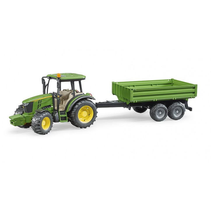 Traktor John Deere 5115M s prívesom so sklopnými bočnicami 1:16 02108