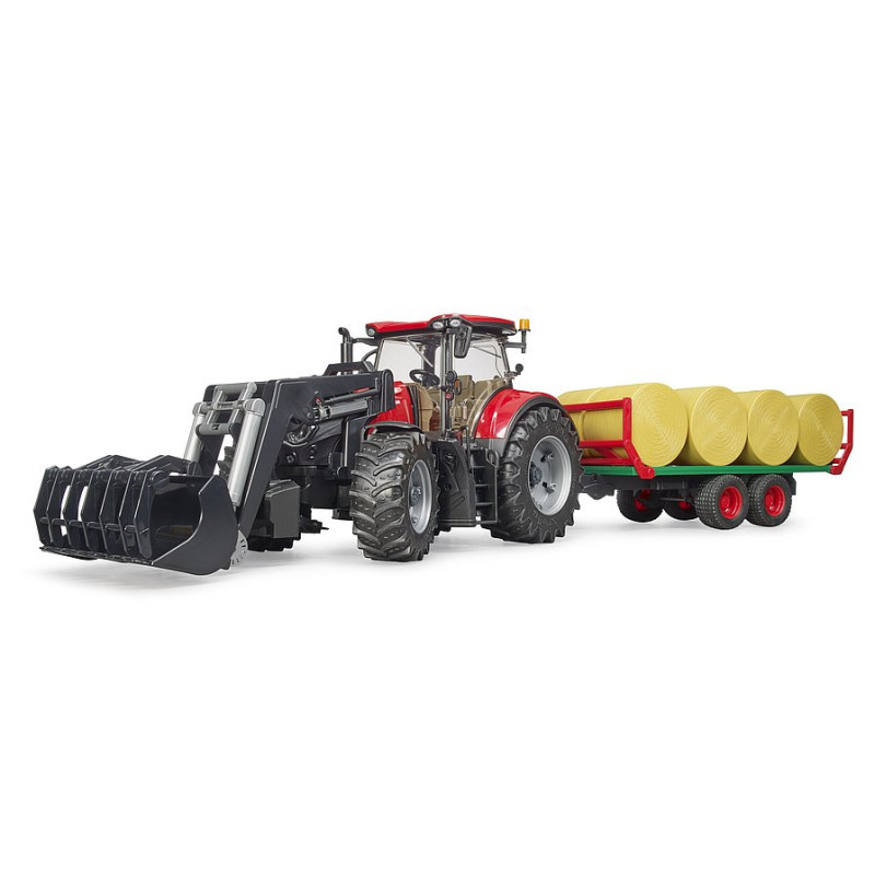 Bruder Traktor Case IH Optum 300CVX s predným nakladačom a prívesom s 8 balíkmi 1:16 03198