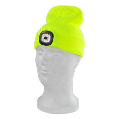 Pletená čiapka s LED svetlom, neónovo žltá