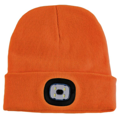 Pletená čiapka s LED svetlom, neónovo oranžová