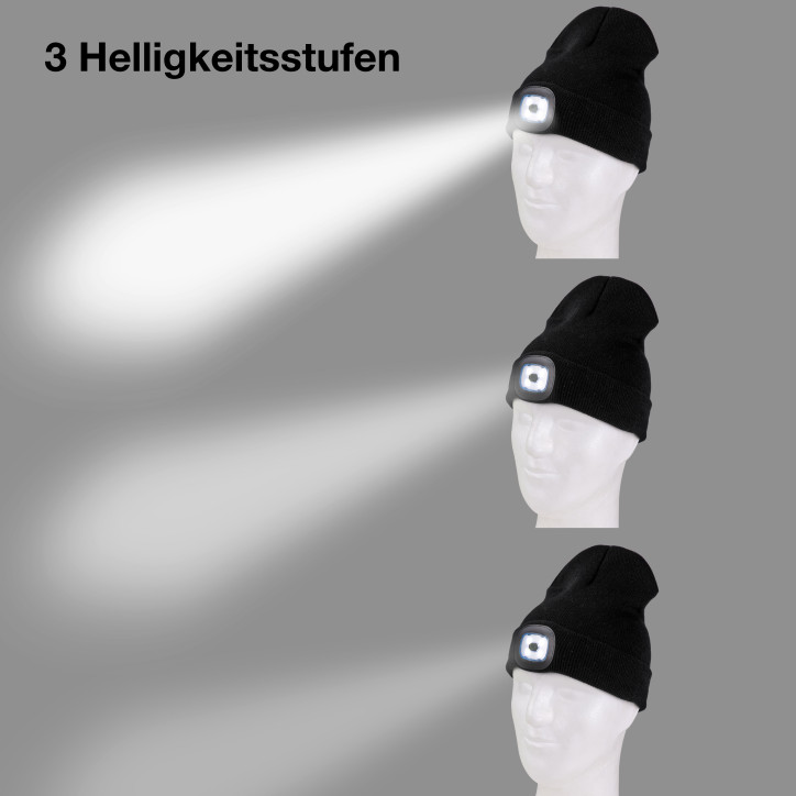 Pletená čiapka s dvojitým LED svetlom, čierna Pletená čiapka s dvojitým LED svetlom, čierna
