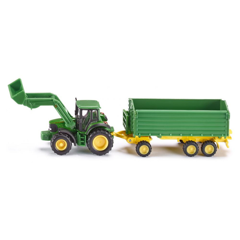 SIKU Traktor John Deere s predným nakladačom a prívesom / 1843