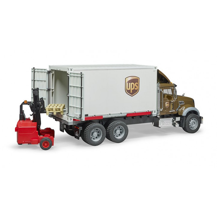 Nákladné auto UPS MACK Granite s vysokozdvižným vozíkom 1:16 02828 Nákladné auto UPS MACK Granite s vysokozdvižným vozíkom 1:16 02828