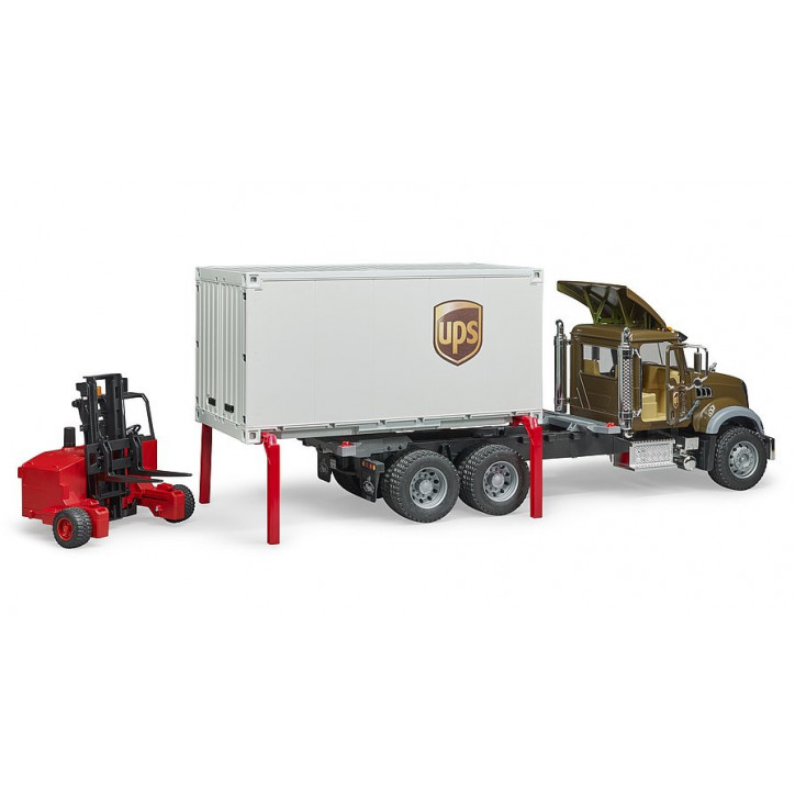 Nákladné auto UPS MACK Granite s vysokozdvižným vozíkom 1:16 02828 Nákladné auto UPS MACK Granite s vysokozdvižným vozíkom 1:16 02828