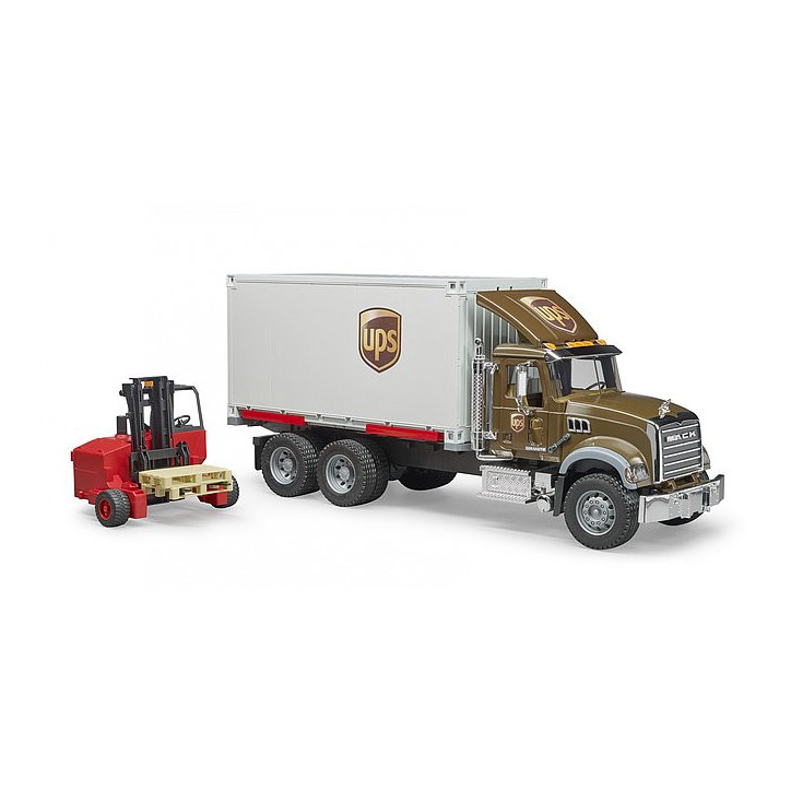 Nákladné auto UPS MACK Granite s vysokozdvižným vozíkom 1:16 02828 Nákladné auto UPS MACK Granite s vysokozdvižným vozíkom 1:16 02828