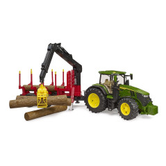Traktor John Deere 7R350 s prívesom na drevo a 4 kmeňmi / 03154