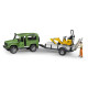 Terénne auto Land Rover Defender Station Wagon s prívesom, mikrorýpadlom JCB 8010 CTS a stavebným robotníkom 1:16 02593