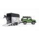 BRUDER 02592 Terénne auto Land Rover Defender Station Wagon s prívesom na prepravu koní a koníkom 1:16