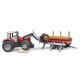 BRUDER 02046 Traktor Massey Ferguson s predným nakladačom, prívesom naprevoz dreva a 3 kmeňmi stromov 1:16