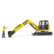 BRUDER 02466 Minibager CAT s figúrkou stavebného robotníka 1:16