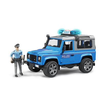 Policajné vozidlo Land Rover Defender Station Wagon so svetelným a zvukovým modulom a s figúrkou policajta 1:16 02597