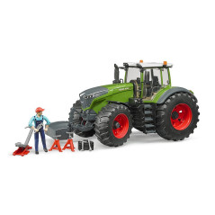 BRUDER Traktor Fendt 1050 Vario s predným závažím a figúrka mechanika s dielenským vybavením 1:16 04041