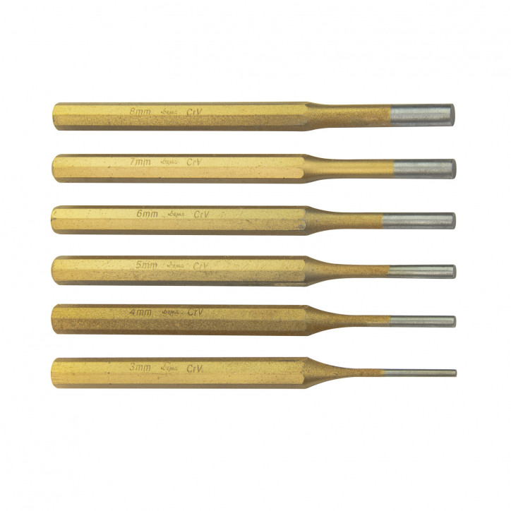 Ploché vyrážače závlačiek, úchop 110 mm, 6-dielna sada Ploché vyrážače závlačiek, úchop 110 mm, 6-dielna sada